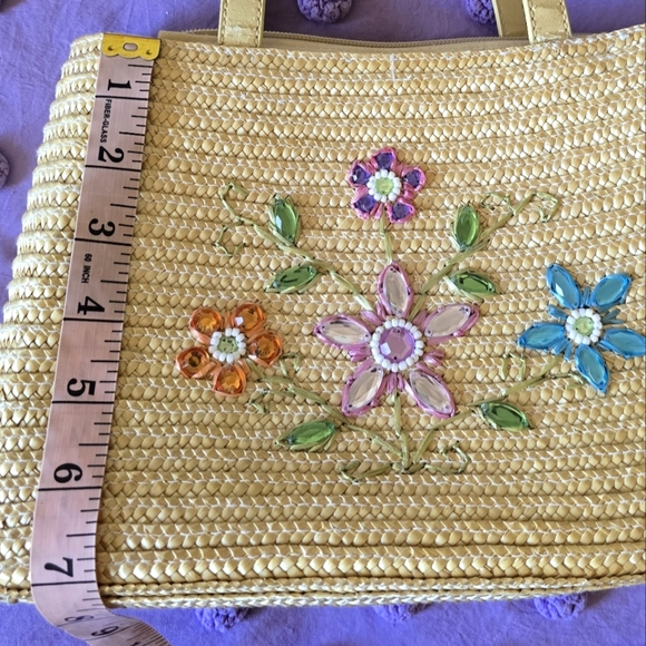 Floral Bejeweled Woven Purse - Picture 4 of 10